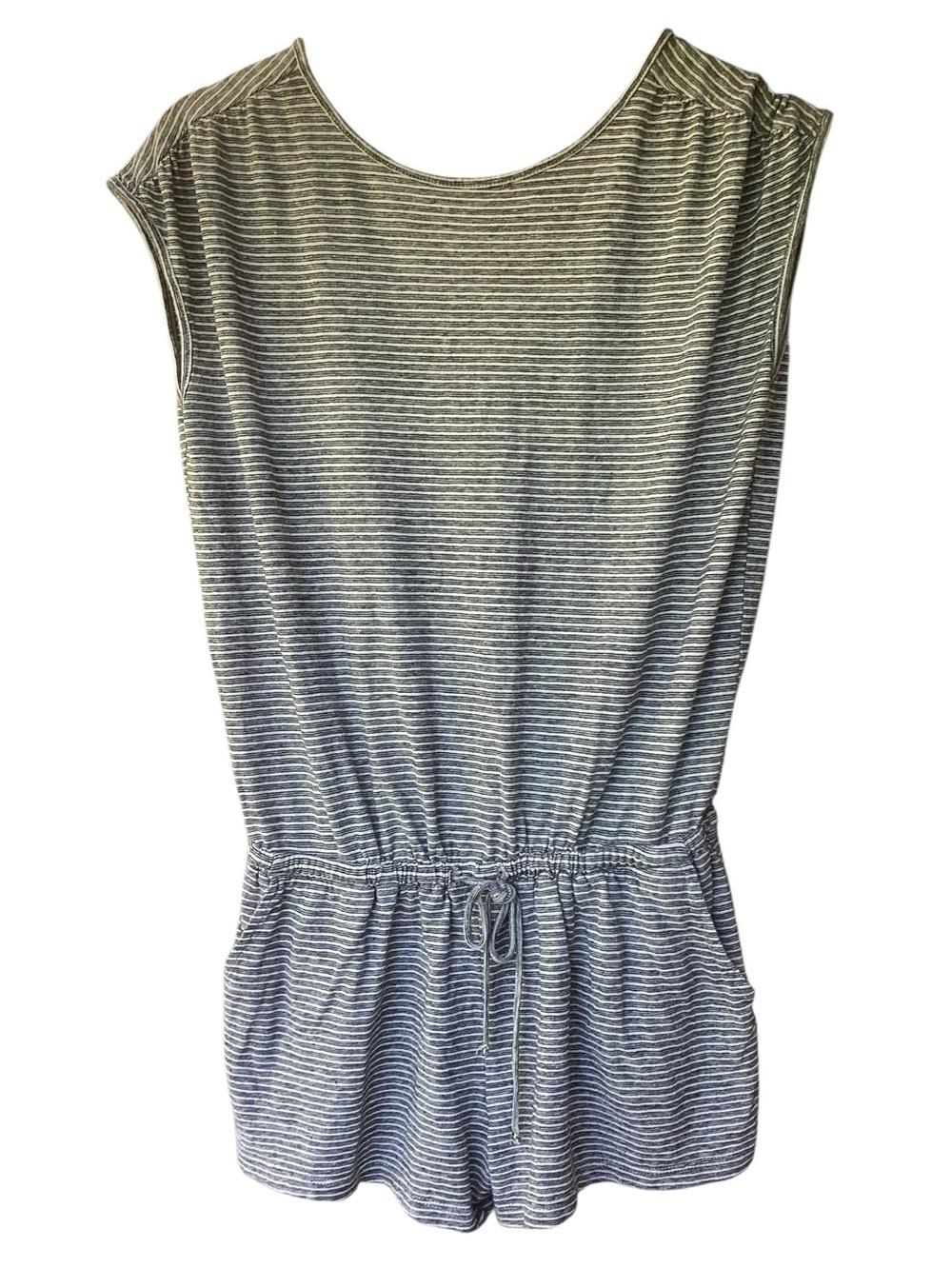 prAna Striped Romper XS Gray White Casual Lounge Travel Summer One Piece - Picture 2 of 6